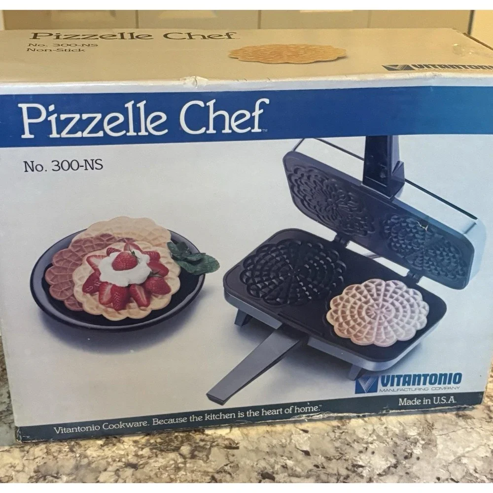 Vitantonio Pizzelle Chef 300-NS Italian Cookie Maker USA Vintage 1989 Open Box